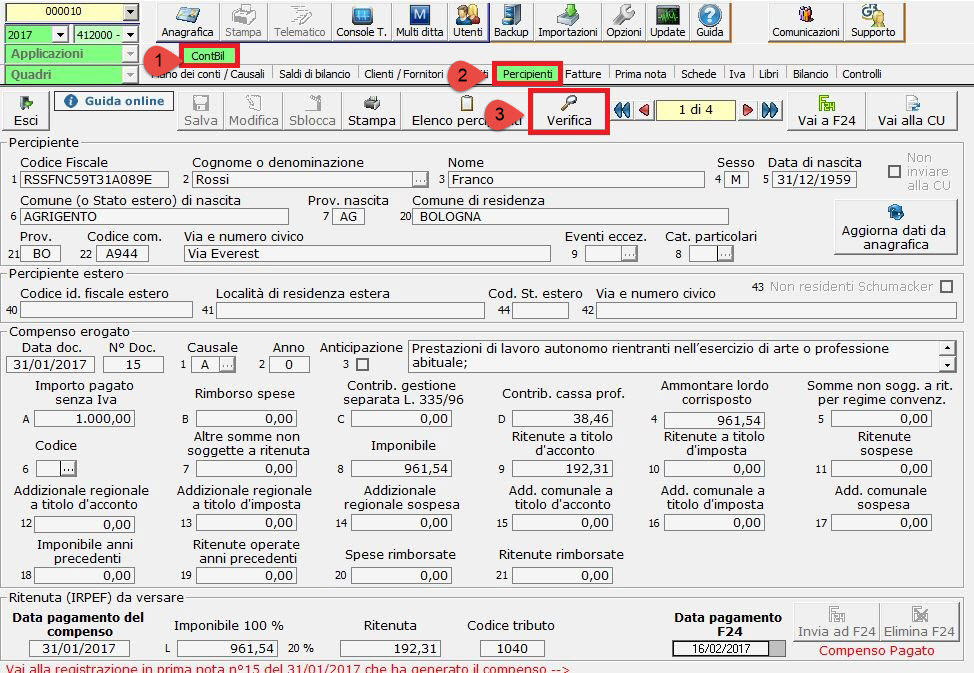 Verifica Percipienti
