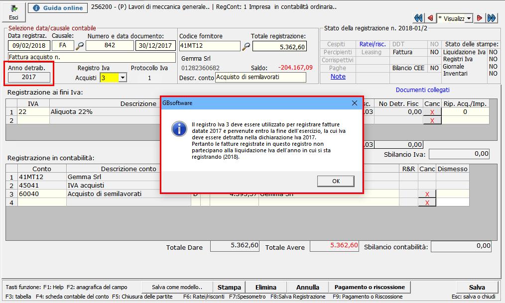 Registrazione della prima nota di acquisto 