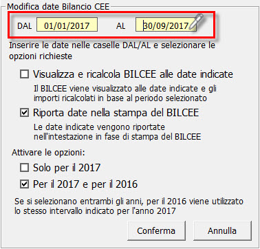 Modifica date Bilancio CEE