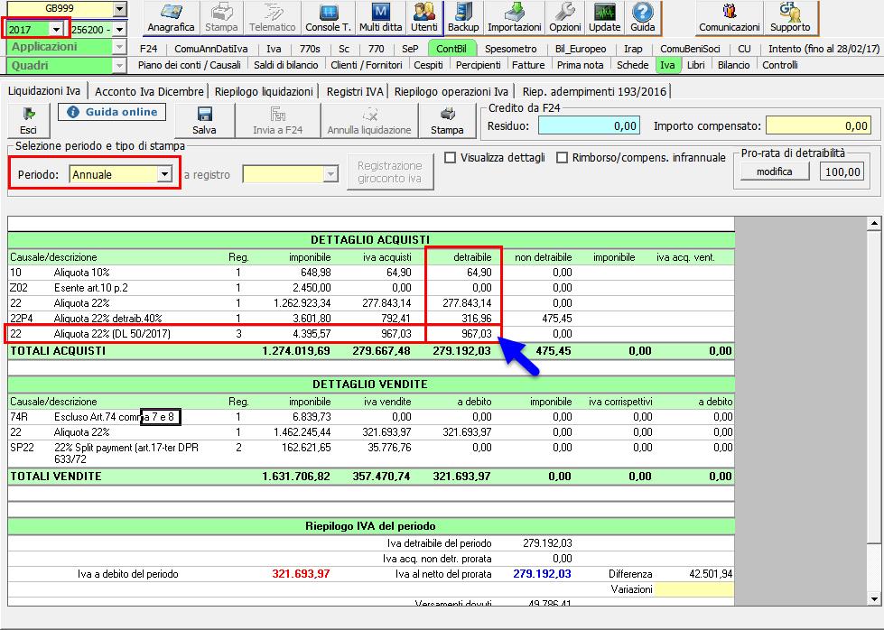Liquidazione annuale del 2017