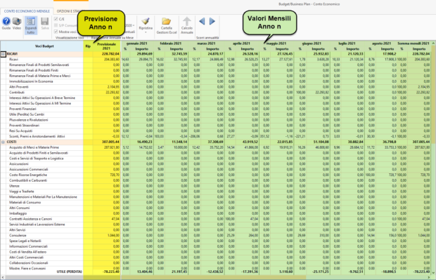 Controllo di Gestione: anticipazioni su Budget e Business Plan: previsioni collegate al C/E mensile