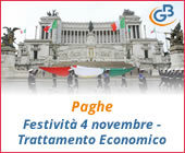Paghe GB Web 2018: Festività 4 novembre - Trattamento Economico