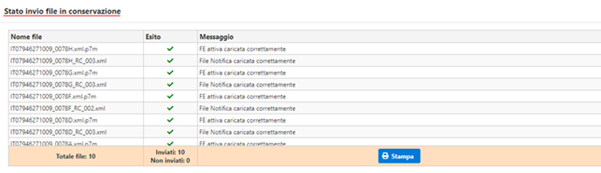 Conservazione sostitutiva 2019: rilascio applicazione - Maschera di ripeilogo