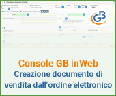 Console GB inWeb: creazione documento di vendita dall'ordine elettronico