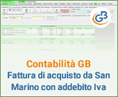 Contabilità GB: fattura di acquisto da San Marino con addebito Iva