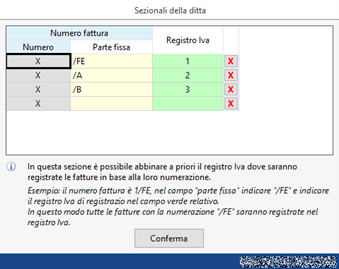 Fatture elettroniche emesse: abbinamento al registro Iva - sezionali della ditta