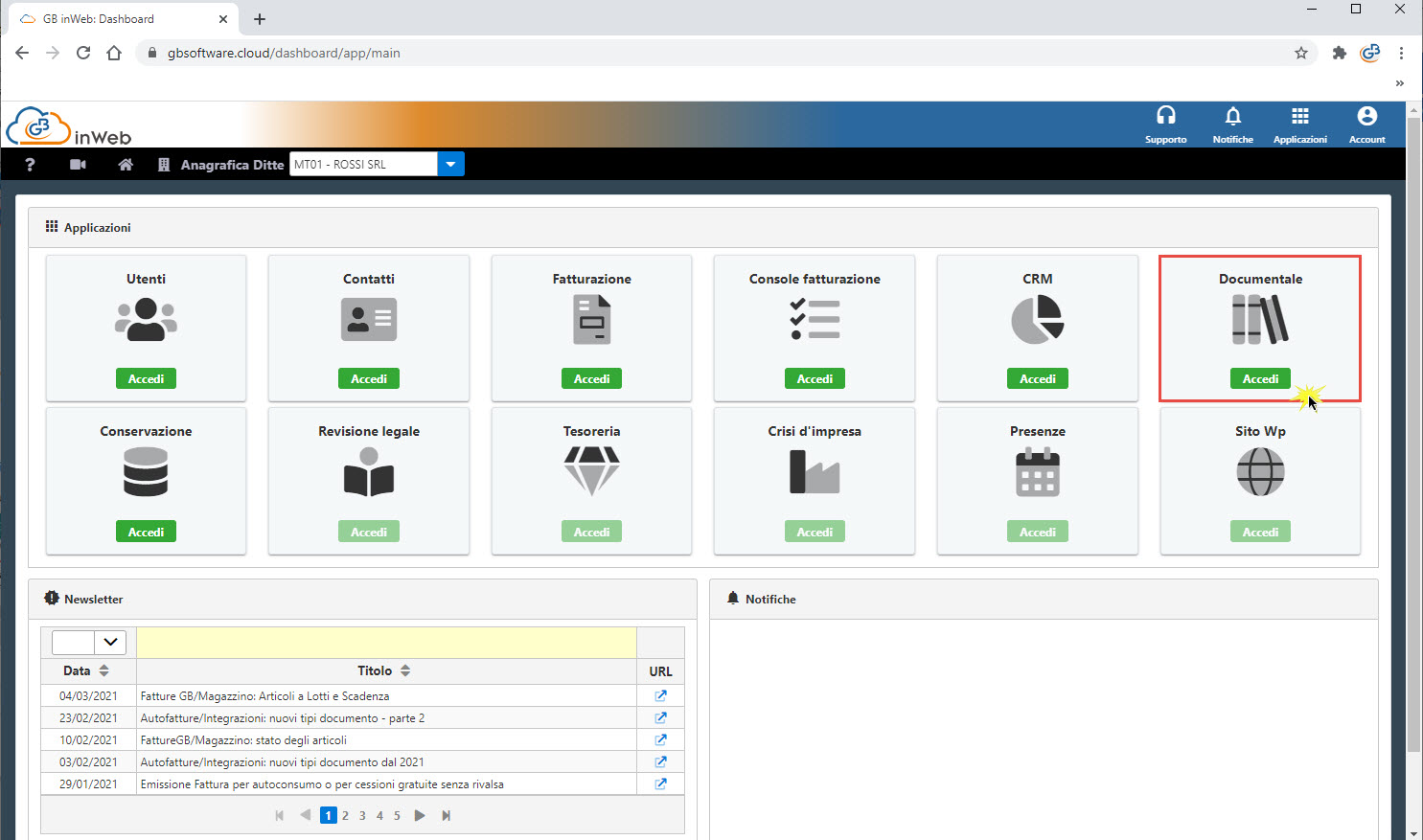 GB inWeb Documentale: condividi file a utenti esterni senza area GB: Documentale in area web