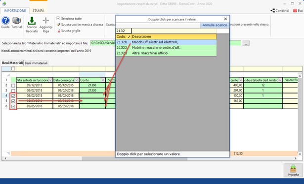 Importare cespiti da file Excel per nuovi clienti - Valorizzazione campi non compilati su Excel