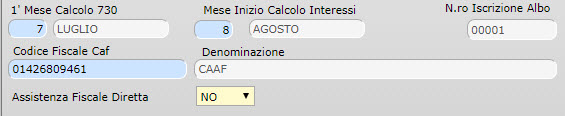 Paghe GB Web: Assistenza fiscale 2020 - Calcolo interessi primo mese