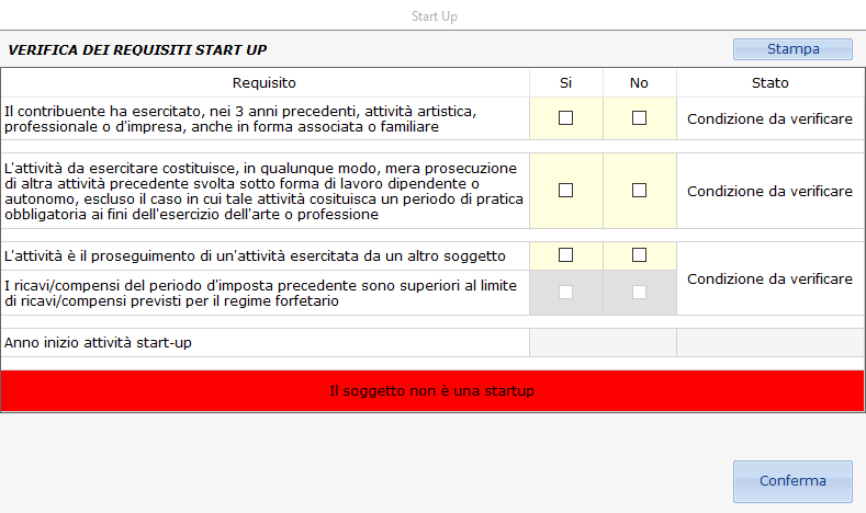 Redditi Persone Fisiche: Regime Forfetario: prospetto da compilare